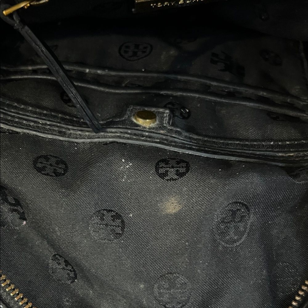Tory Burch Croc Embossed Black Leather Backpack Purse Gold Authenticity Quality - Picture 16 of 16